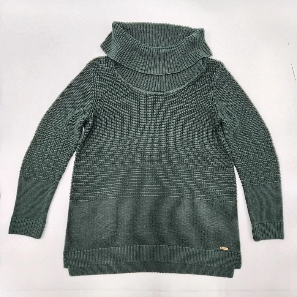 Womens‎ Calvin Klein Cowl Neck Knit Sweater Green Long Sleevei